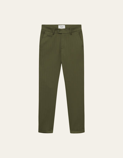 Les Deux MEN Como Herringbone Suit Pants Pants 550552-Surplus Green/Olive Night