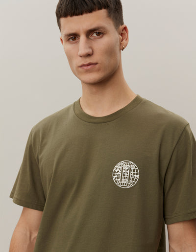 Les Deux MEN Globe T-Shirt T-Shirt 522215-Olive Night/Ivory