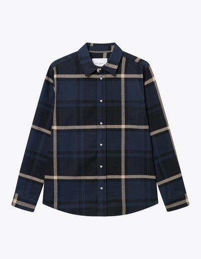 Les Deux MEN Jeremy Flannel Shirt Shirt 460215-Dark Navy/Ivory