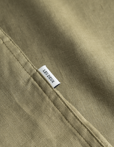 Les Deux MEN Kris Linen SS Shirt Shirt 550550-Surplus Green