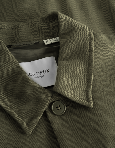 Les Deux MEN Marseille Herringbone Jacket Jacket 550552-Surplus Green/Olive Night