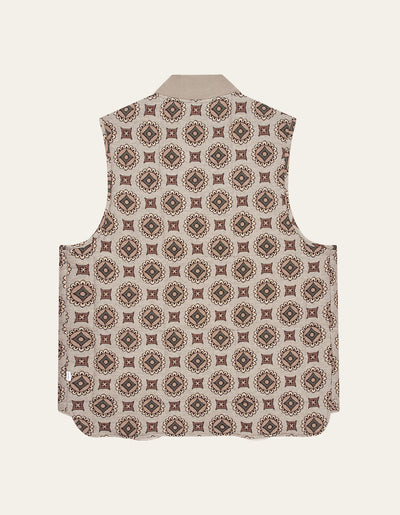 Les Deux MEN Mercury Jacquard Vest Vest 817864-Light Desert Sand/Cherrywood