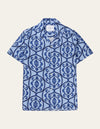Les Deux MEN Ornament AOP Tencel SS Shirt Shirt 466480-Summer Sky/Surf Blue