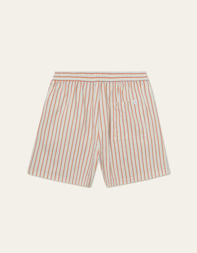 Les Deux MEN Stan Stripe Seersucker Swim Shorts Swimshorts 215613-Ivory/Baked Papaya