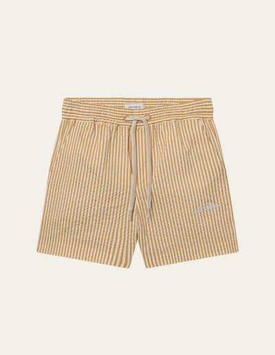 Les Deux Kids Stan Stripe Seersucker Swim Shorts Kids Swimshorts 740218-Mustard Yellow/Light Ivory