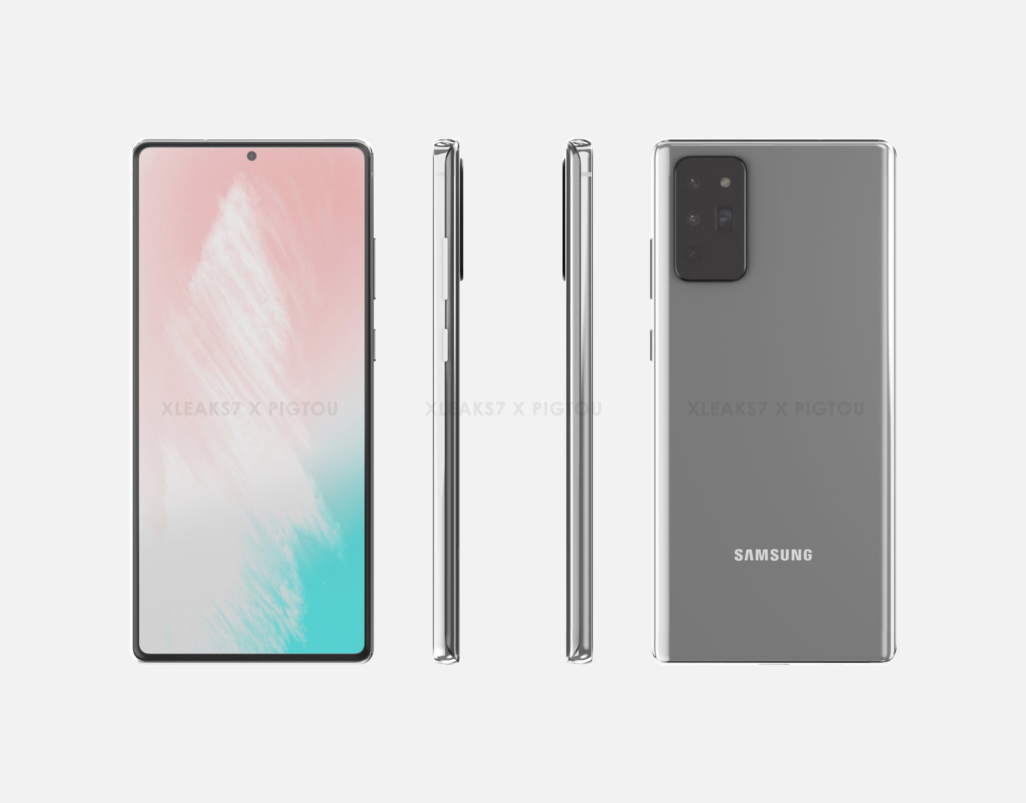 Samsung Galaxy Note 20-앞면, 뒷면, 측면