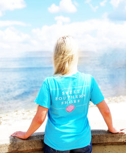 Sweet Southern Shore Collection Pocket Tee | Short Sleeve | Island Blue