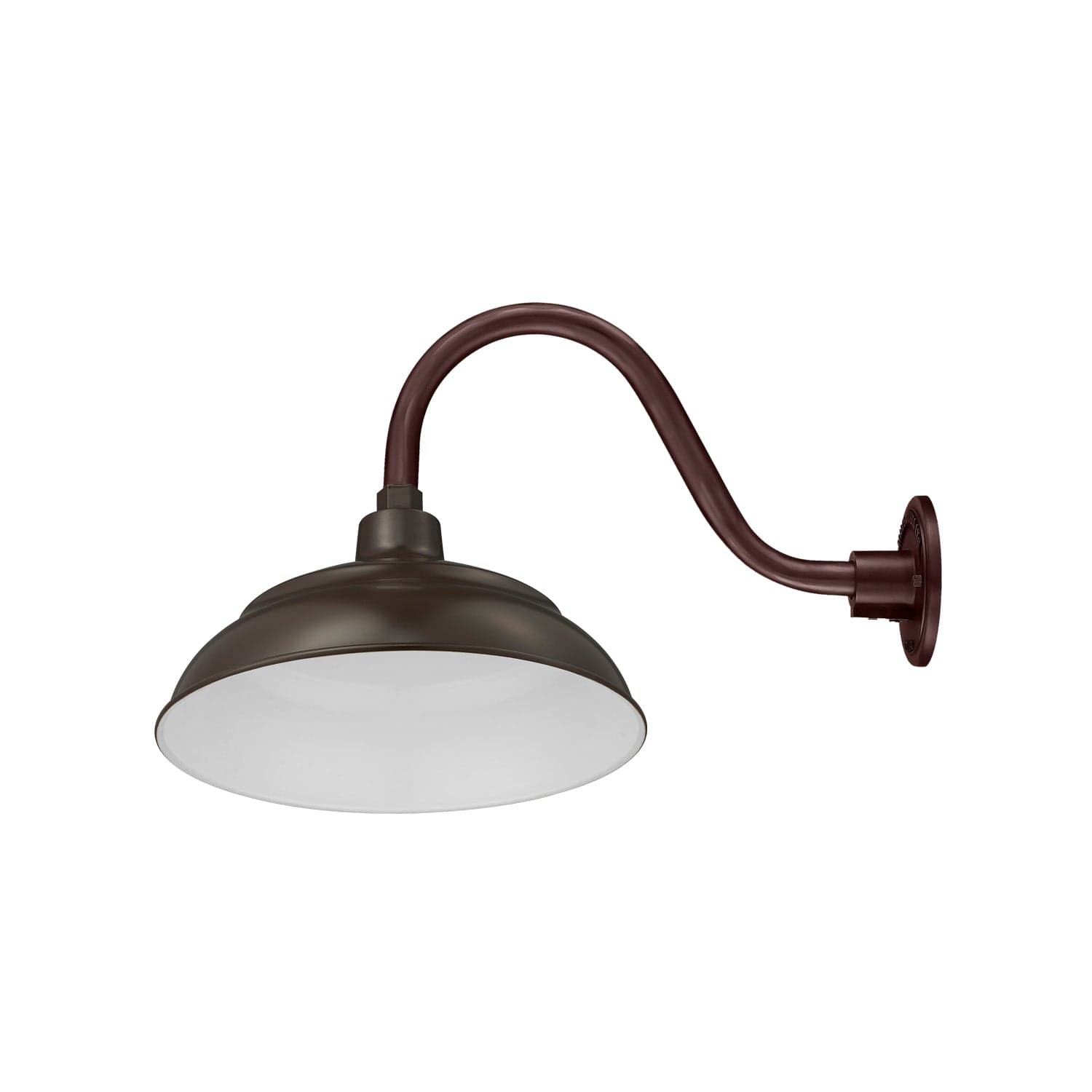 14in. Integrated LED Warehouse Shade With Gooseneck - Architectural Bronze - 11W - 3000K