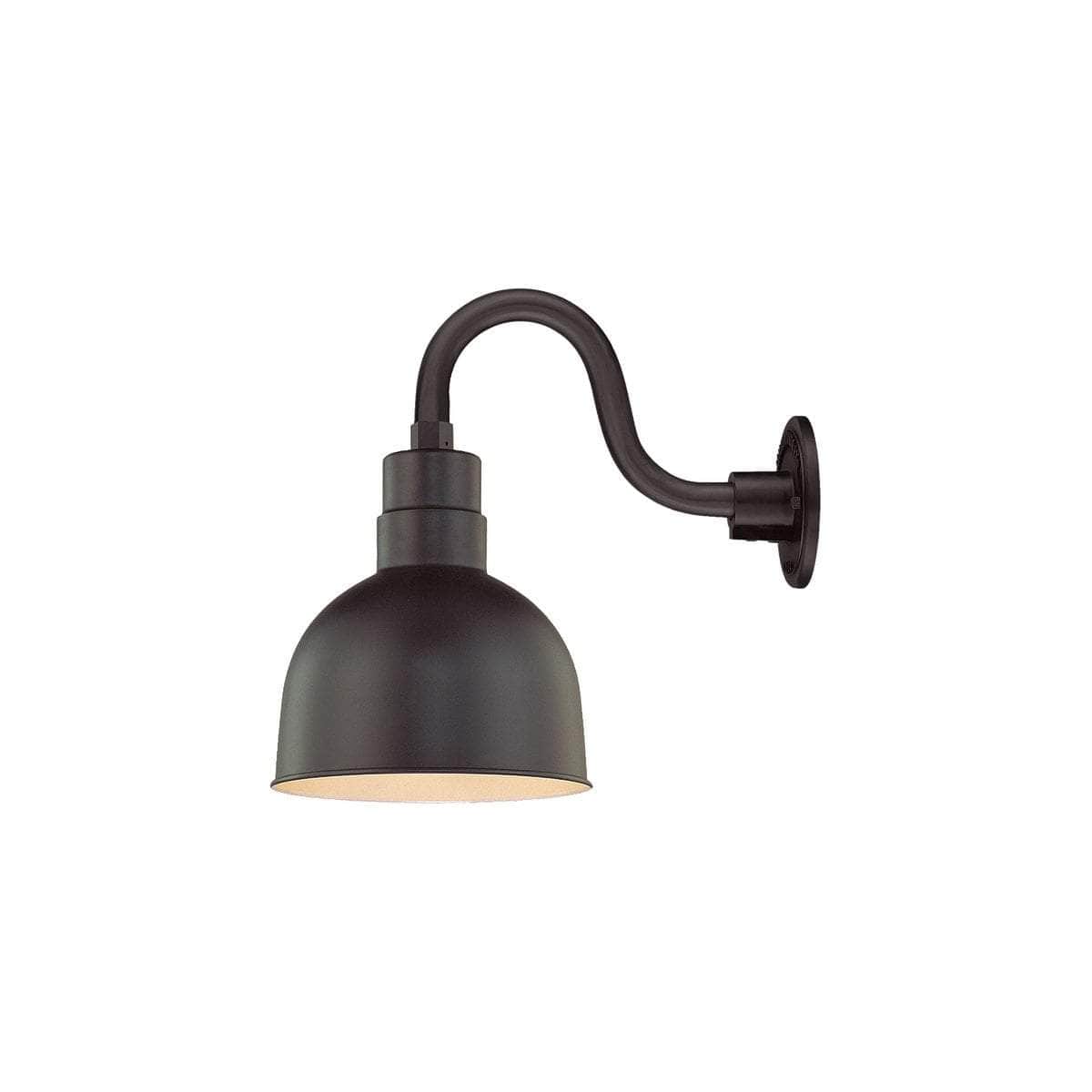 10'' Satin Black Deep Bowl Shade With Gooseneck