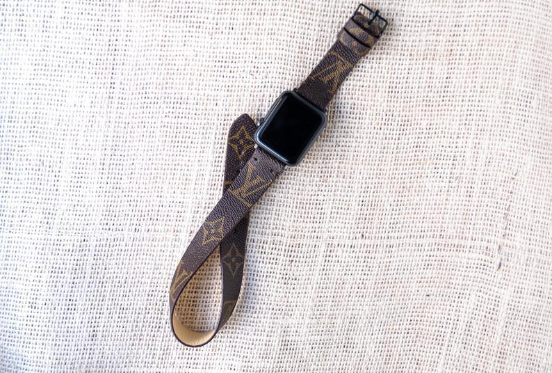 Double Wrap LV Damier Apple Watch Band - Azur - Style Halo