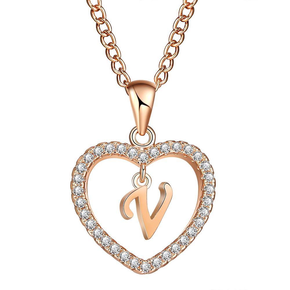 Fashion Letter A Z Crystal Heart Love Initial Alphabet Necklace Pendant Chain Fashion Necklaces Pendants Jewelry Watches