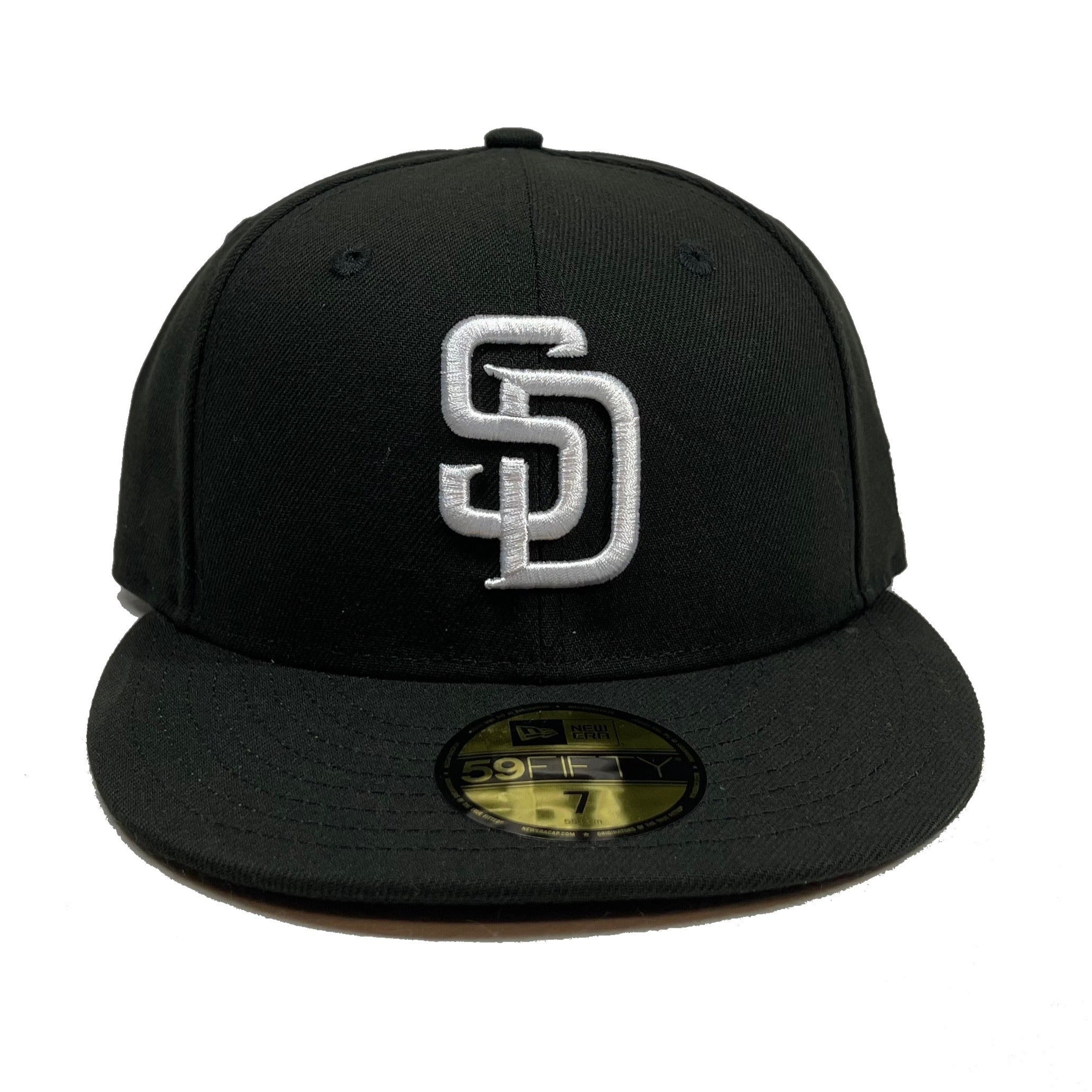 black padres fitted hat