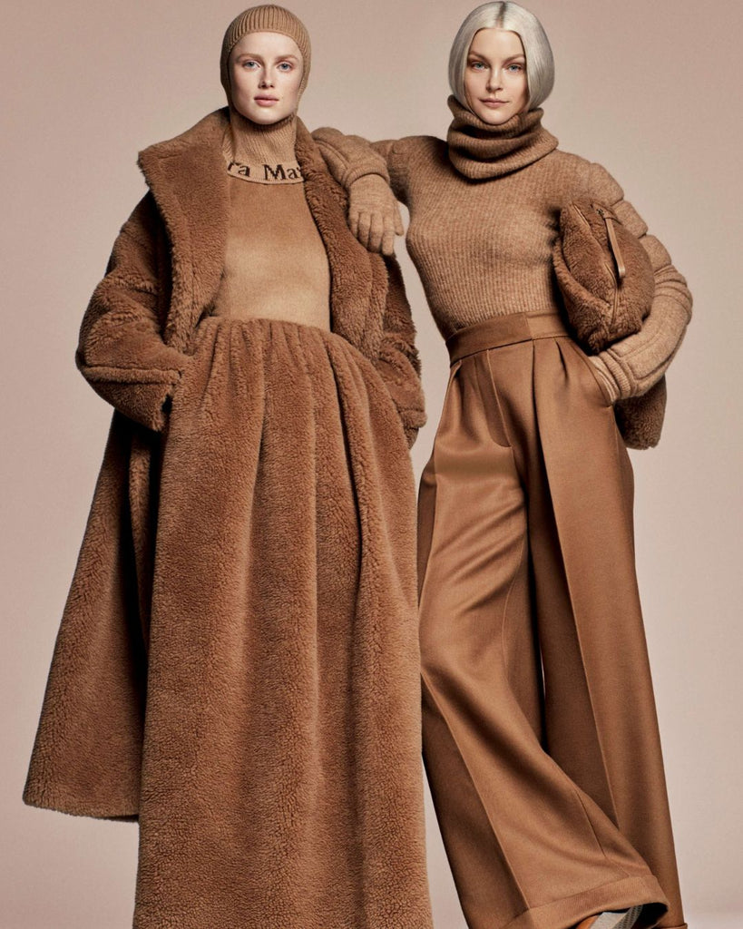 Max Mara models wearing camel tones