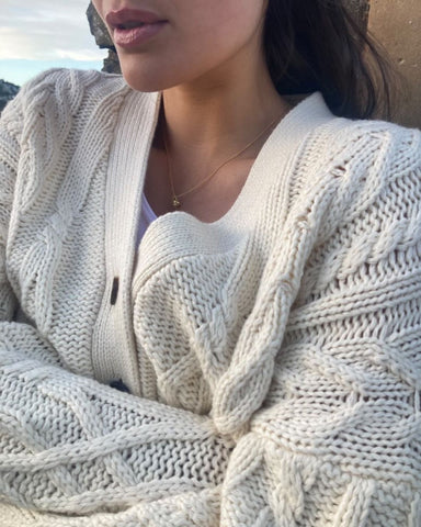 An ivory cable cardigan