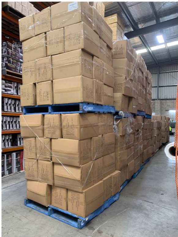 Maxted knitwear boxes in a warehouse