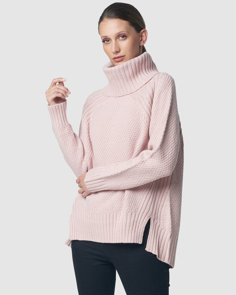 Vintage Rose textured roll neck