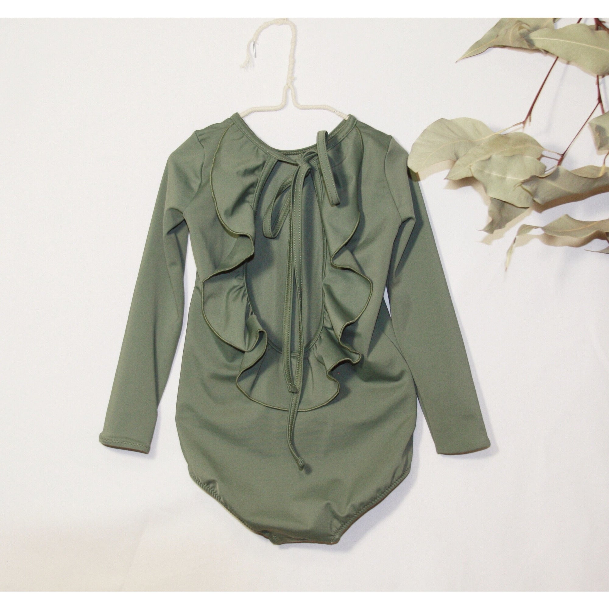 LONG SLEEVE PALMA SWIMSUIT IN SAGE GREEN - WOMEN