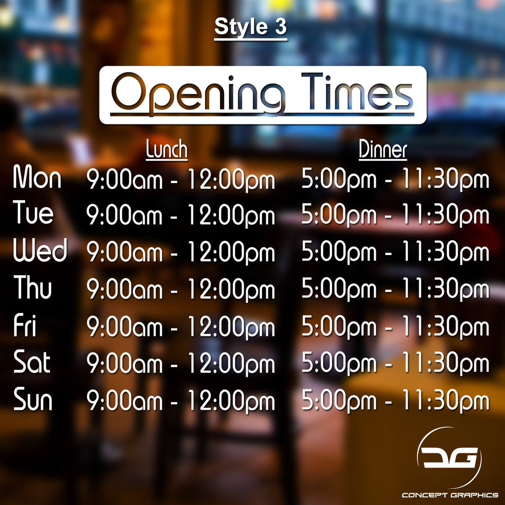 Lunch & Dinner Personalised Opening Hours Sign Concept Graphics