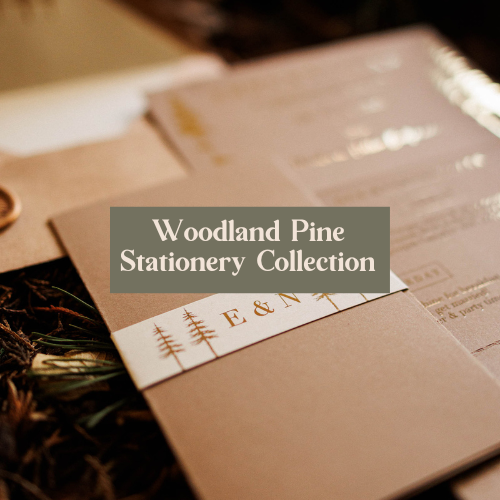 woodland pine trees wedding stationery collection