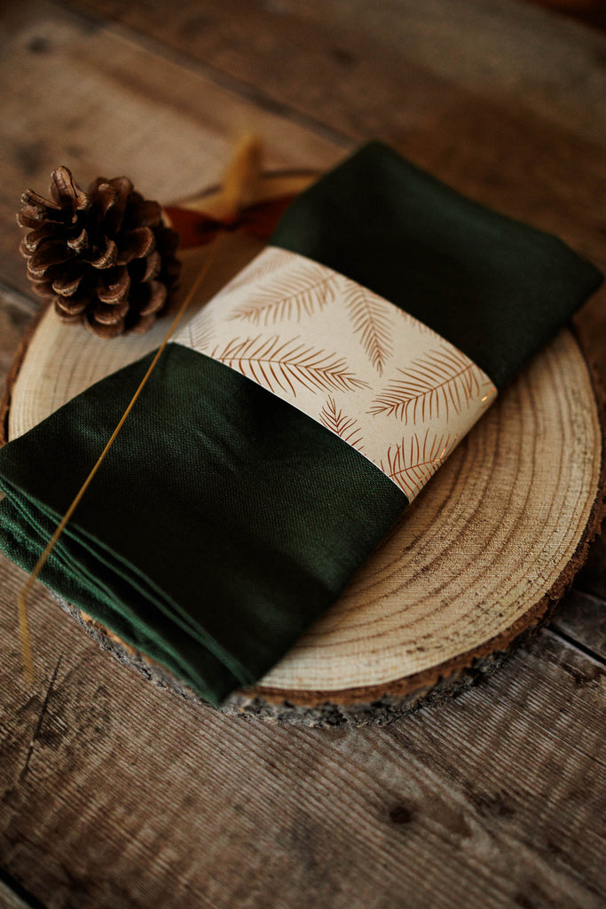 fern leaf napkin wraps for menus