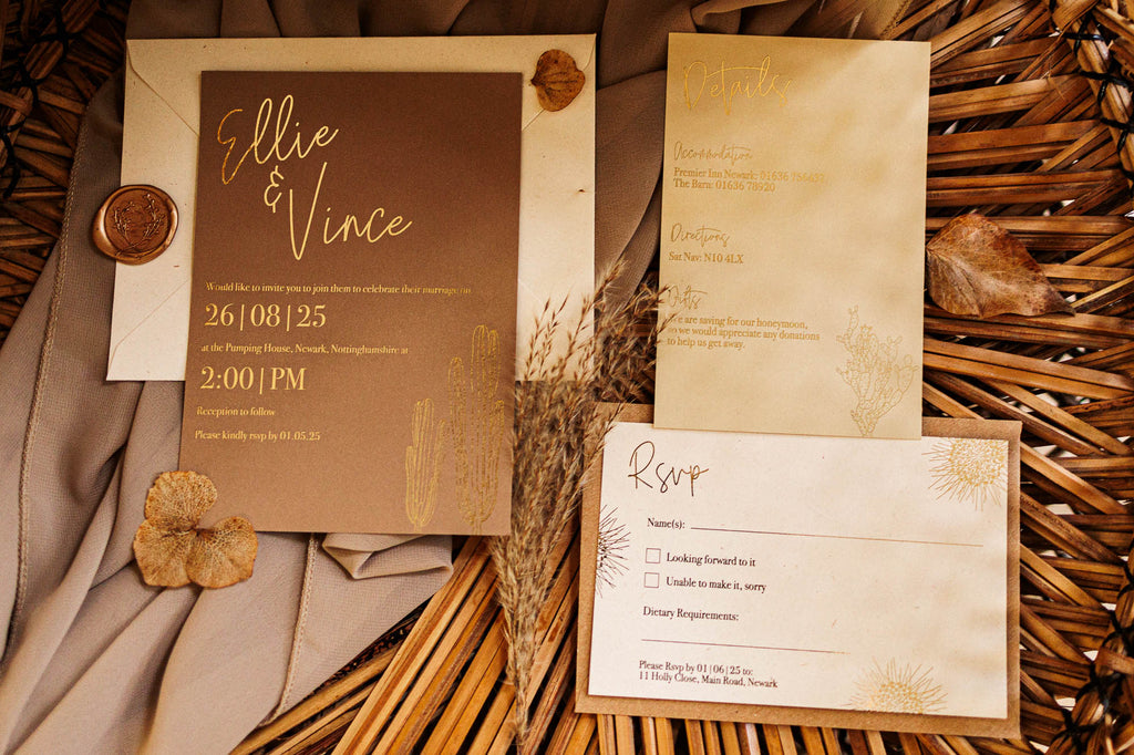 boho wedding invitation set