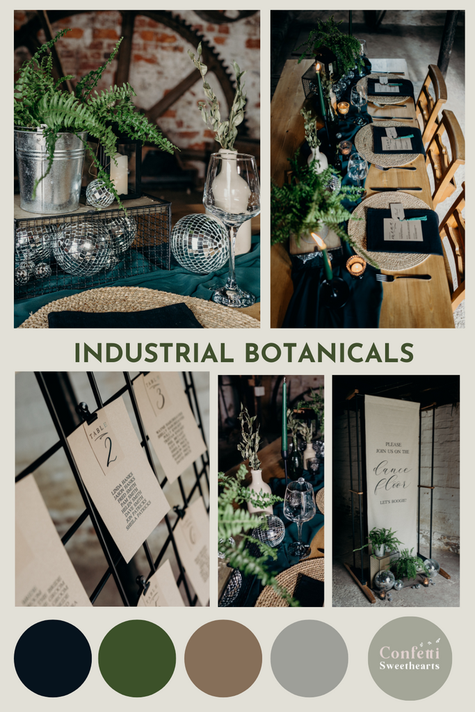 industrial botanical wedding style