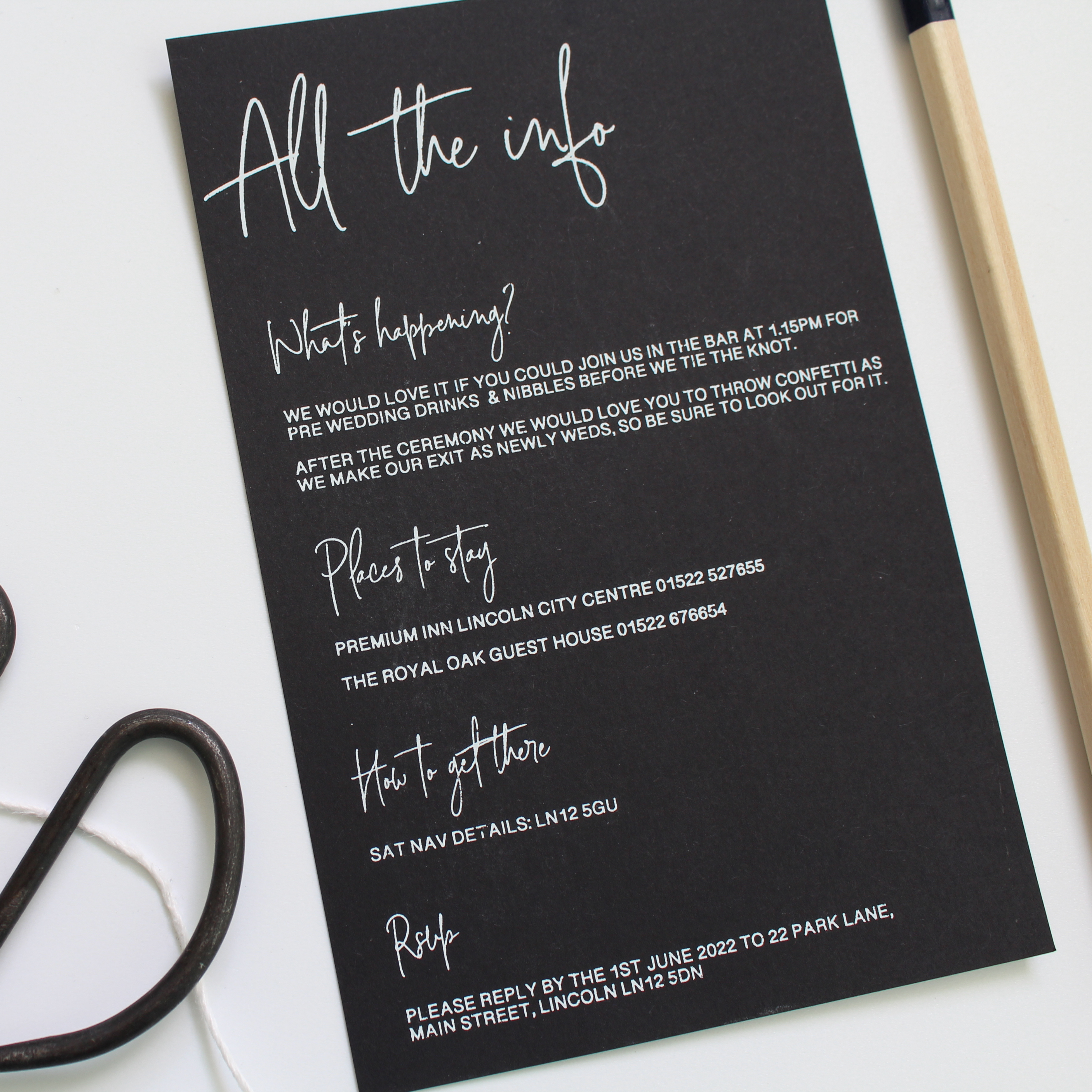 all the info wedding details card