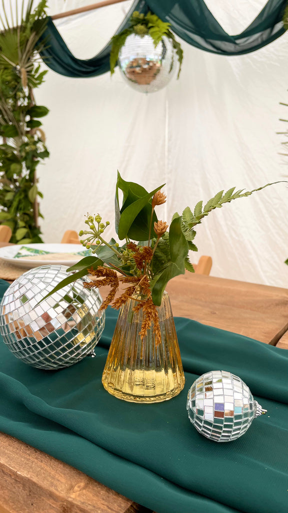 disco balls on wedding table