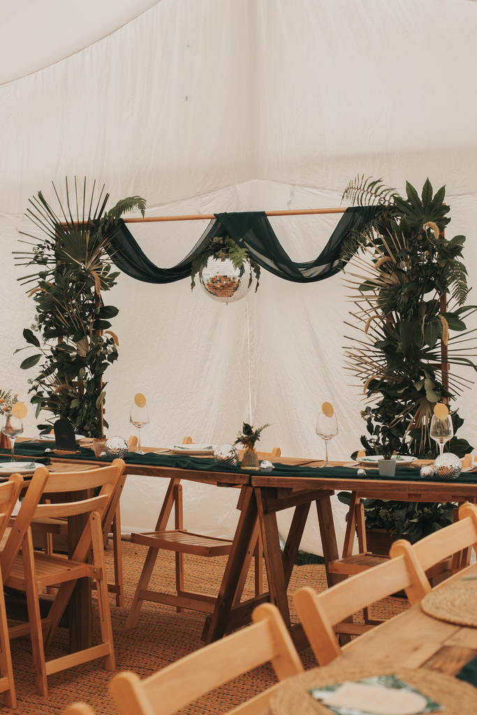 tropical leaves wedding backdrop