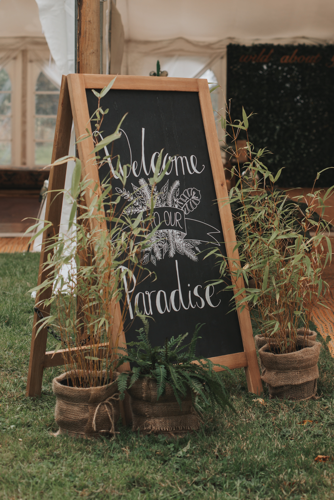 welcome sign with plants