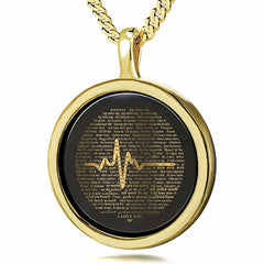 I love you in 120 languages pendant with heartbeat symbol