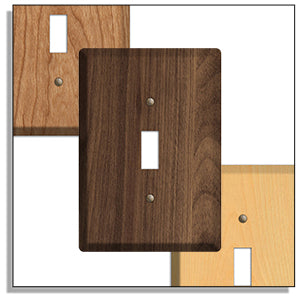 Contemporary Medium Oak Wood - 1 Toggle Wallplate –