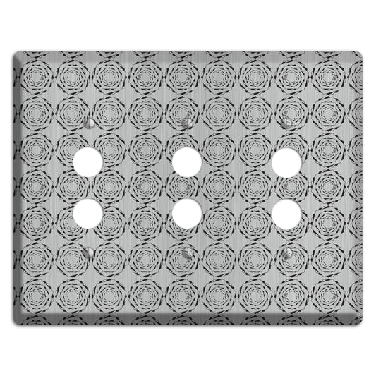 Hexagon Rotation  Stainless 3 Pushbutton Wallplate