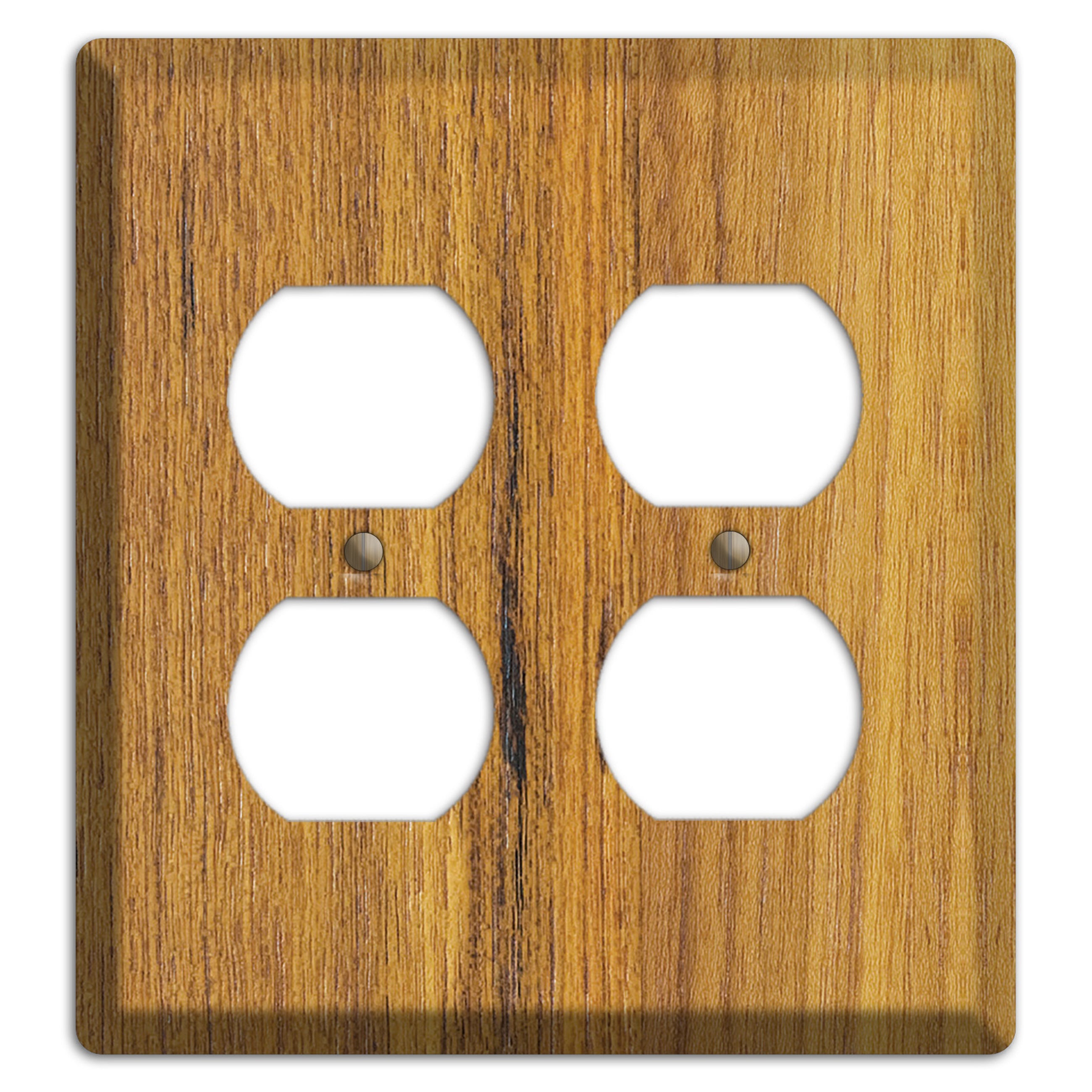 Teak Wood 2 Toggle / Duplex Outlet Cover Plate –