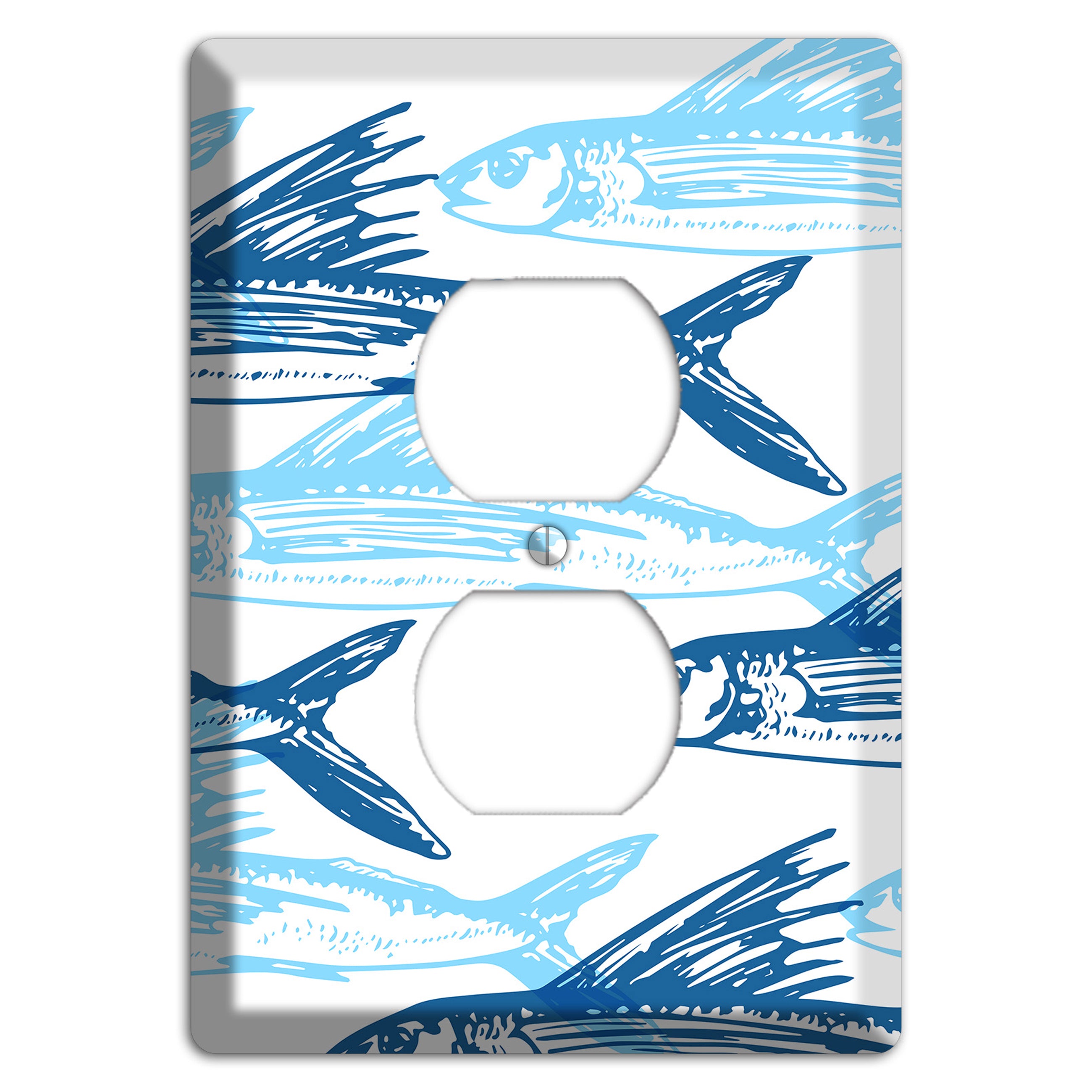 Multi-Blue Fish Receptacle / Toggle Wallplate –