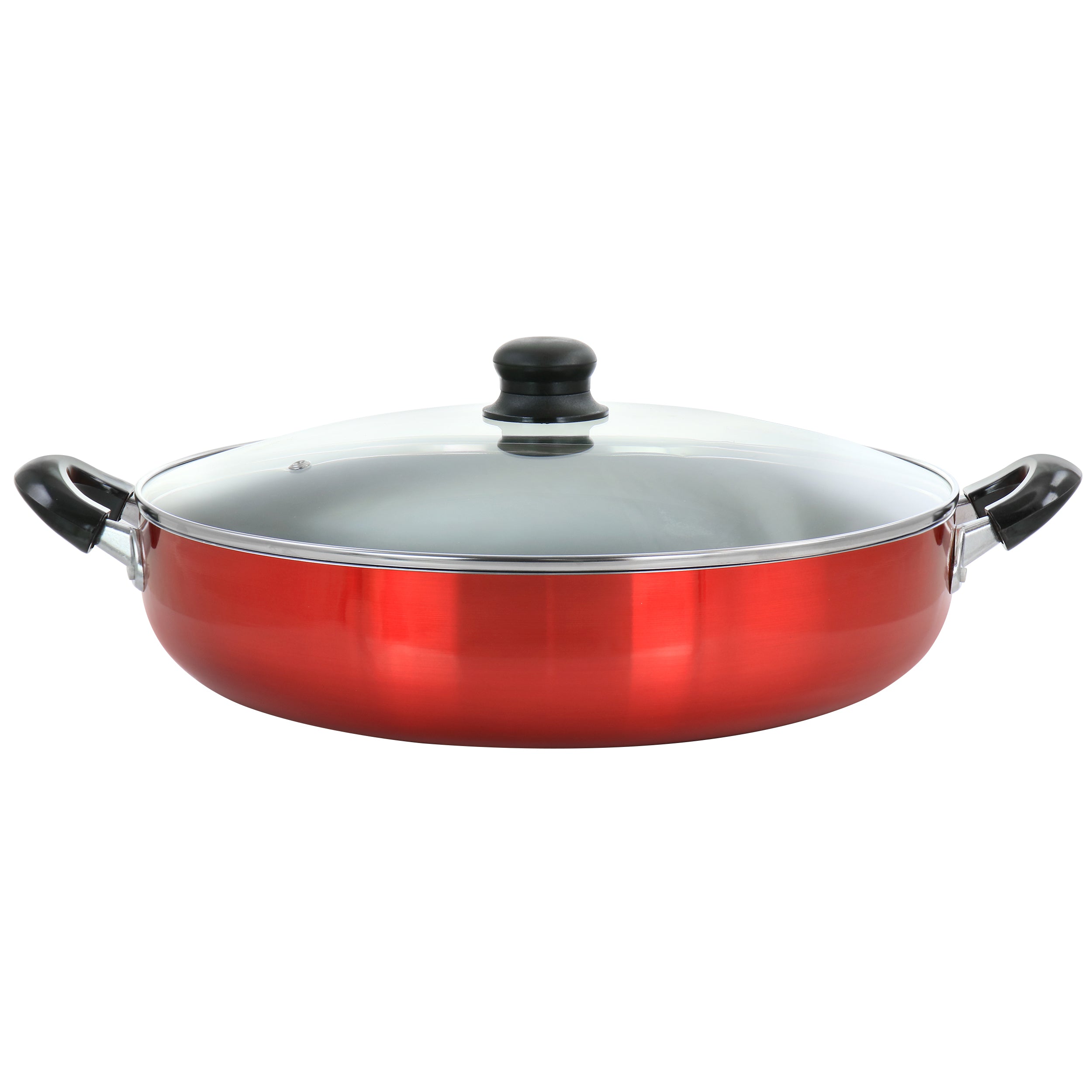 Better Chef  12 Inch Red Aluminum Deep Fryer Pan with Glass Lid