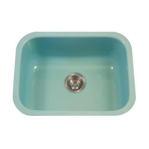  Houzer PCS-2500 MT Porcela Series Porcelain Enamel Steel Undermount Single Bowl Kitchen Sink- Mint