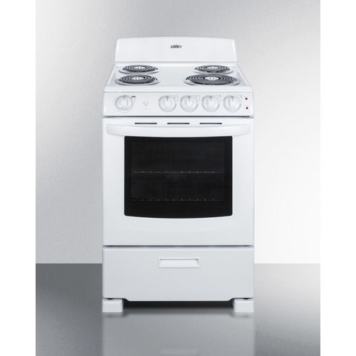 24'' Wide Electric Coil Top Range In White Finish With Oven Window - RE2411W Summit