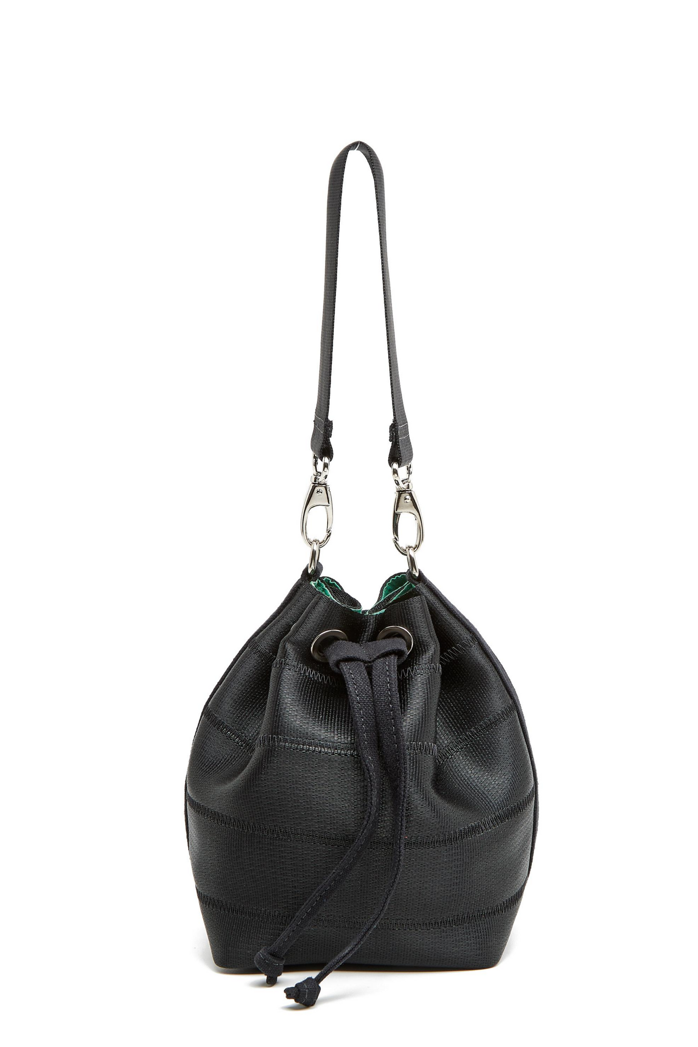 mini black bucket bag