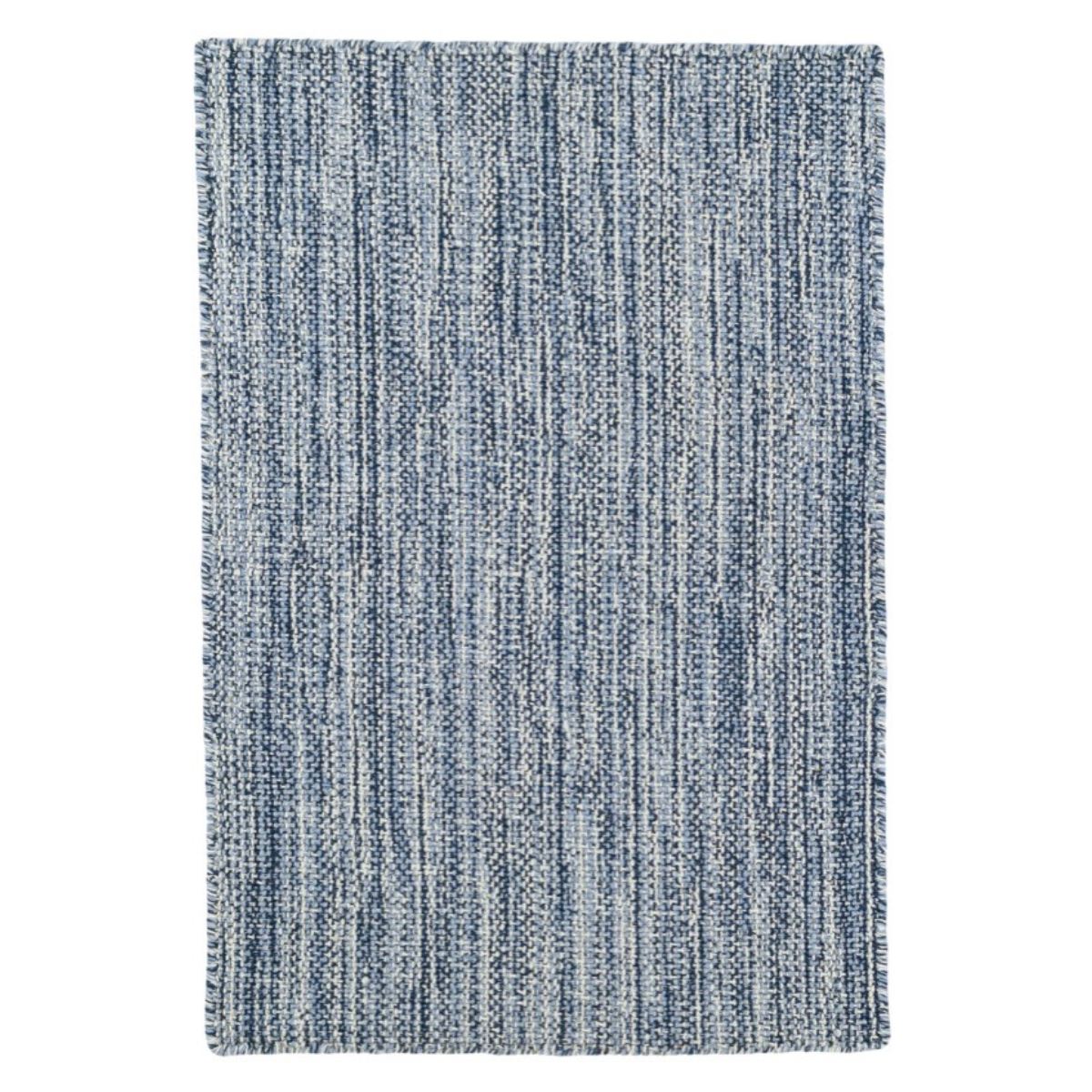 Honeycomb French Blue Ivory Wool Woven Rug