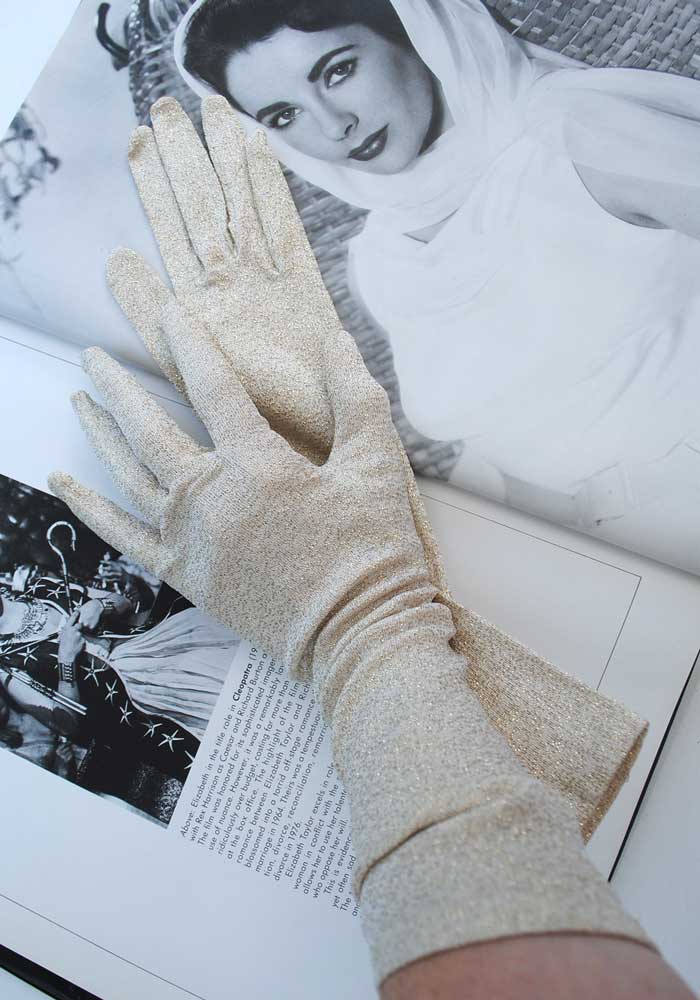 gold evening gloves