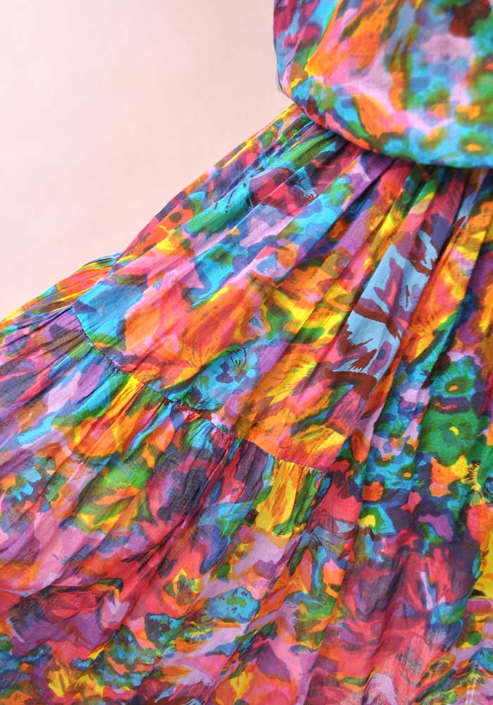 Vintage 80s Indian Cotton Multicoloured Skirt & Top • Boho • Adini ...