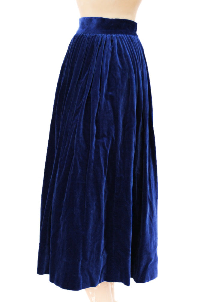 Vintage Cobalt Blue Velvet Flared Midi Skirt – Top Notch Vintage