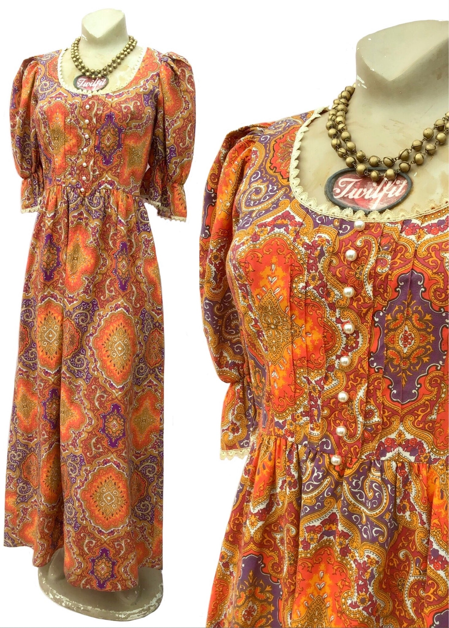 orange boho maxi dress