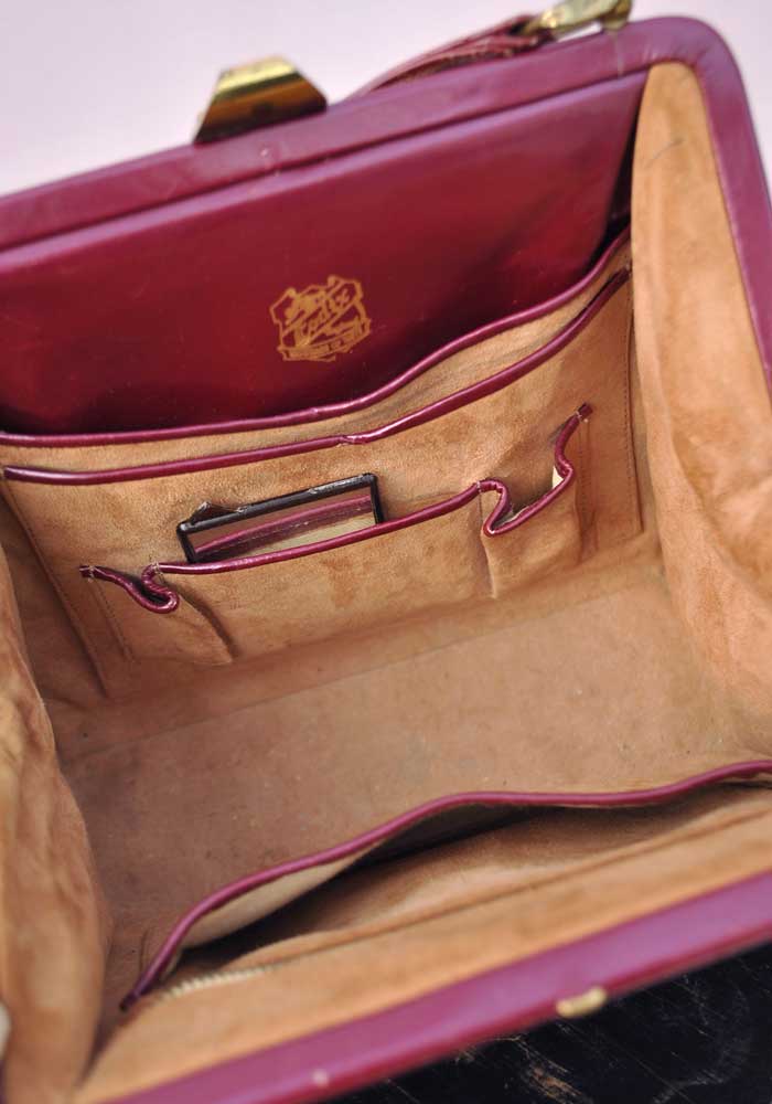 1950s Vintage Pearlescent Patent Leather Lodix Handbag Bag • Madmen ...