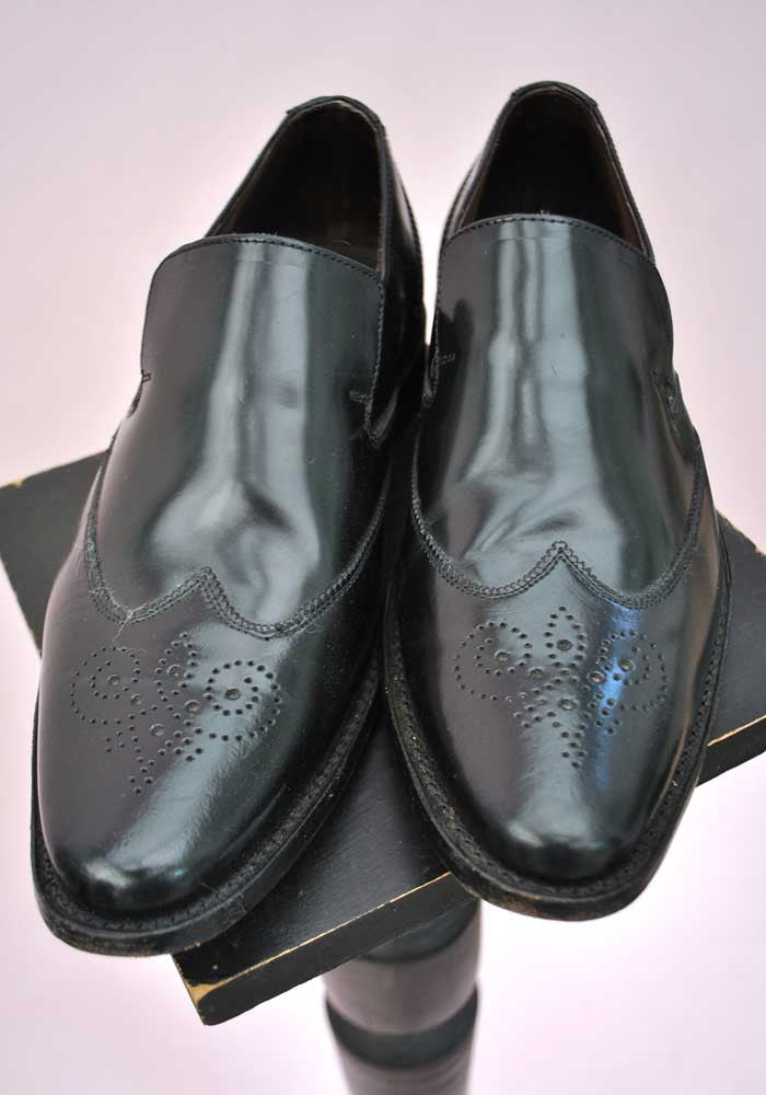 mens black slip on brogues