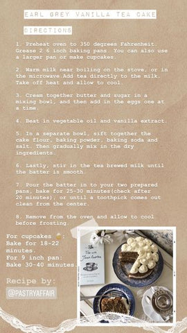 Recipe for Earl Grey tea cake with vanilla buttercream