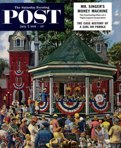Saturday Evening Post Patriotic Band Concert Stevan Dohanos July 7, 1951 Delhi New York