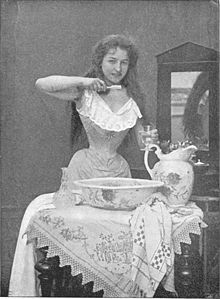 Victorian lady at wash set