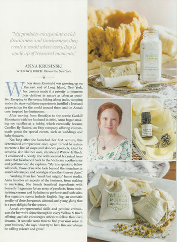 Anna Krusinski of Willow & Birch Apothecary in Victorian magazine Business of Bliss